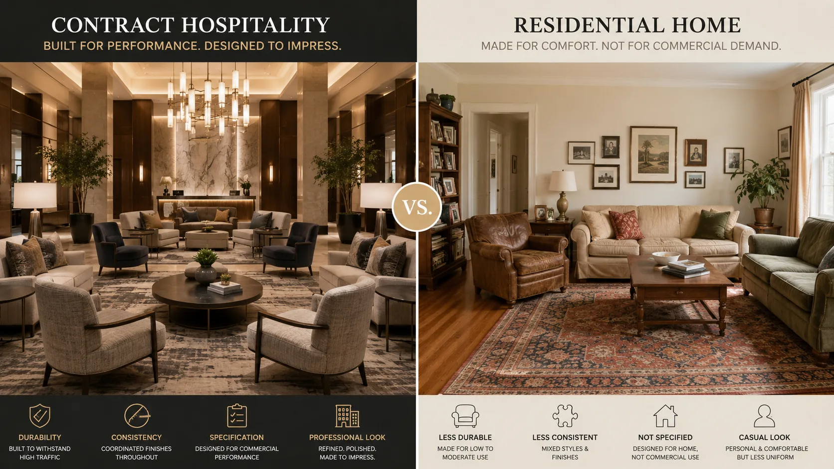 Comparison of commercial and residential furniture construction