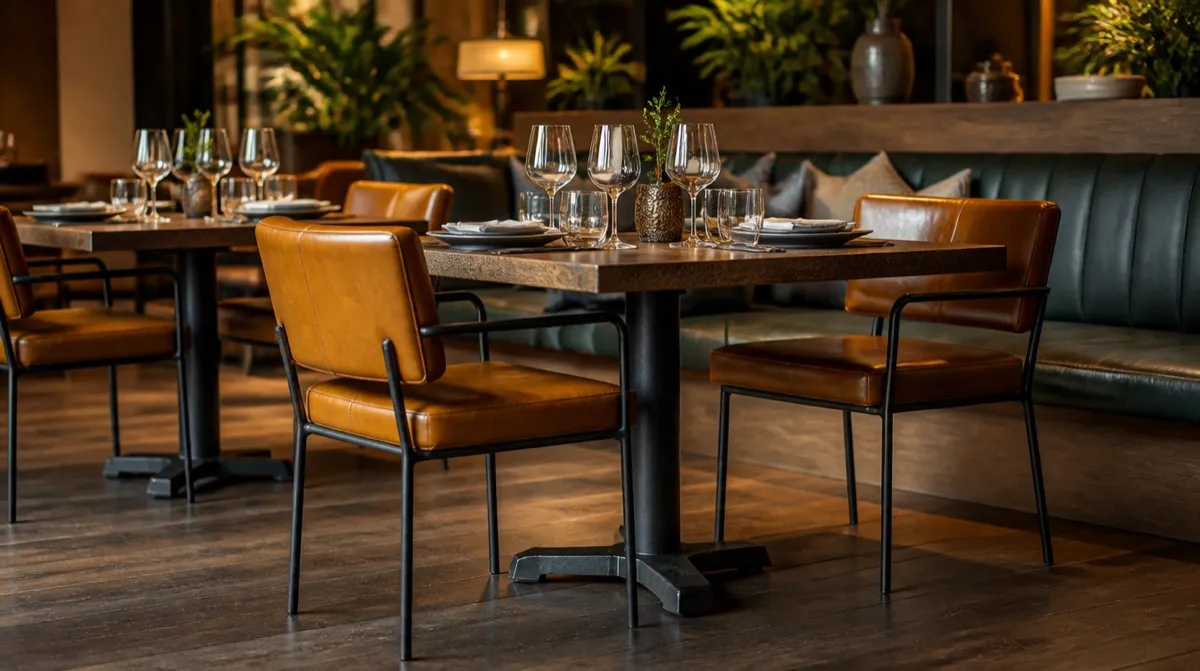 Commercial table tops and bases in a conference and lobby setting