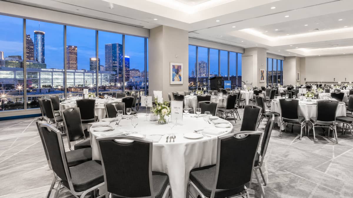 Banquet and event chairs set up in bulk for a venue