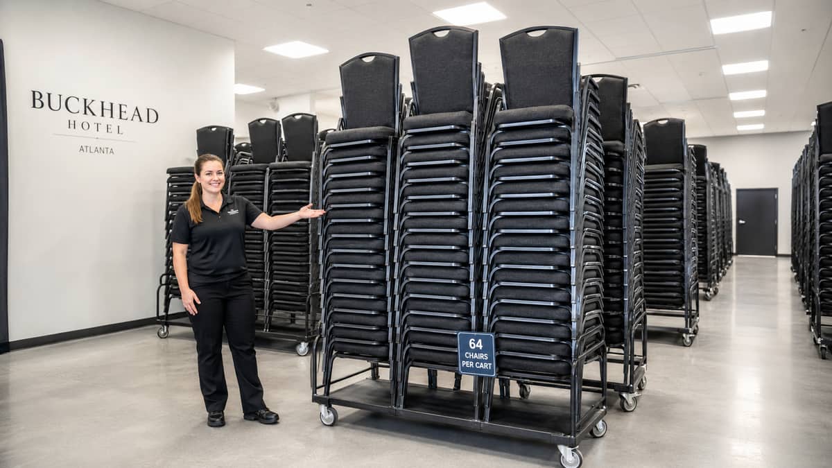 Chiavari and banquet event furniture prepared for bulk delivery in Atlanta