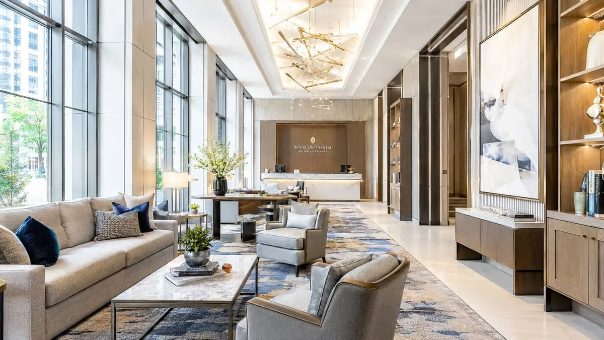 FF&E scope documentation for Atlanta hotel project showing furniture fixtures and equipment categories organized by area