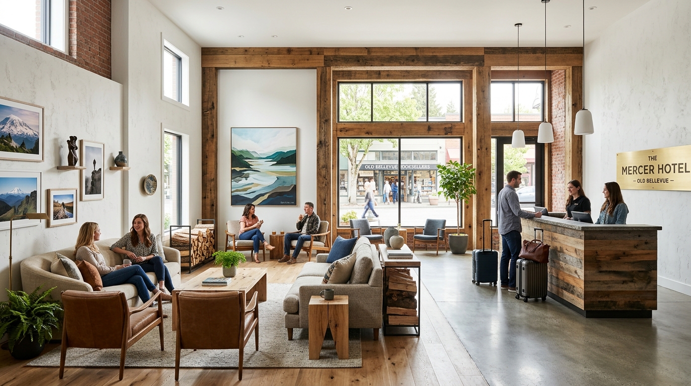 Contract furniture staging area for a Honolulu boutique hotel project showing small-quantity mixed SKU order ready for ocean freight
