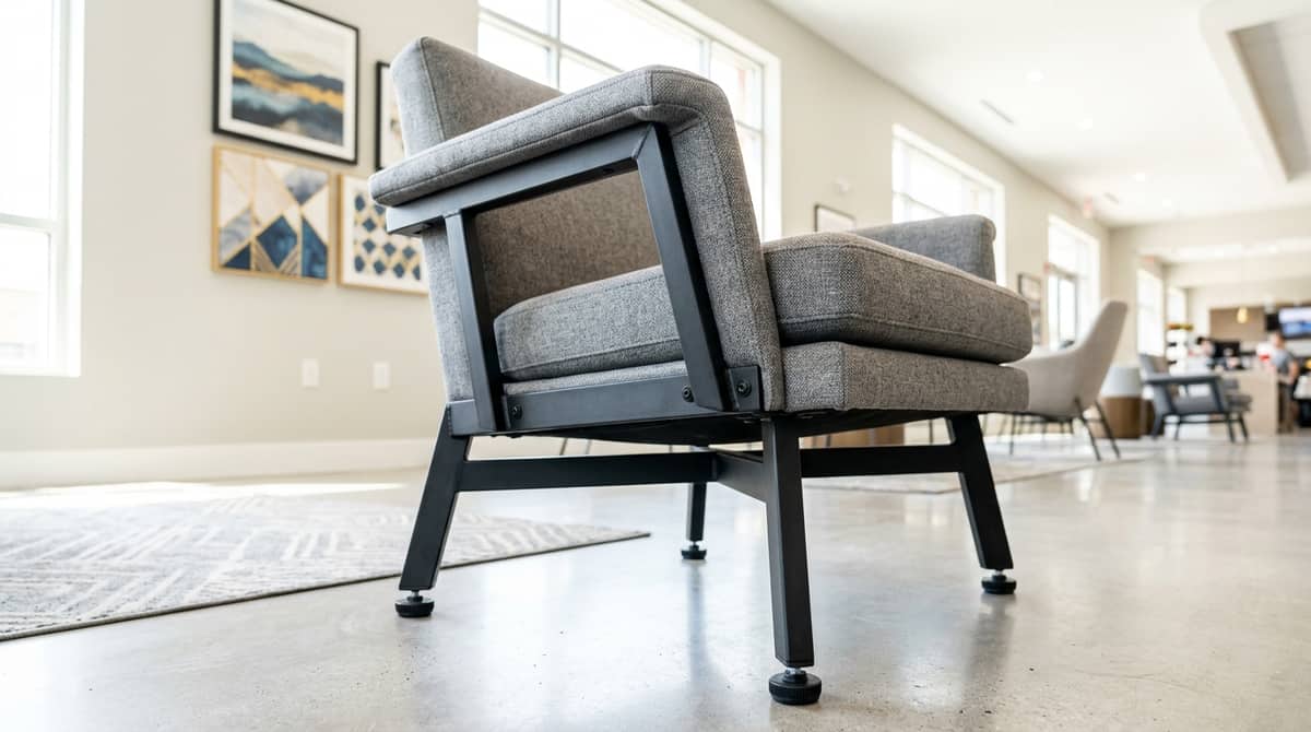 Upholstered lounge seating suited to a hotel lobby or bar setting, the kind of piece an Oklahoma City boutique property near Bricktown would specify