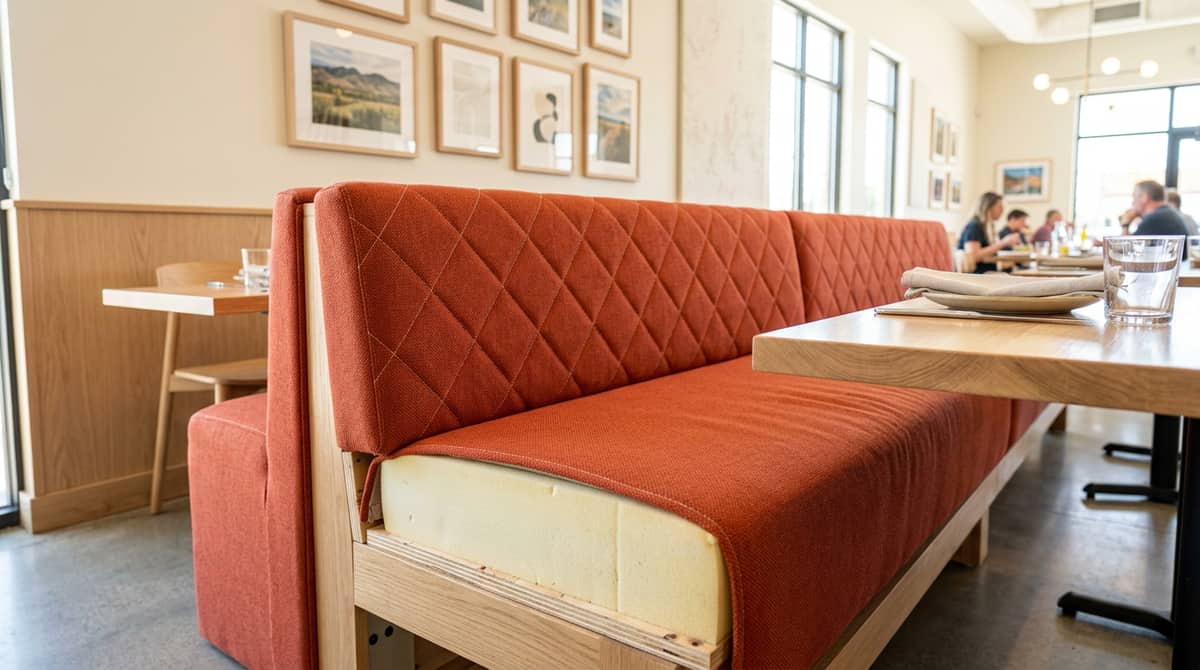 Contract-grade restaurant dining chairs in an Oklahoma City commercial dining room showing reinforced frame construction and durable upholstery