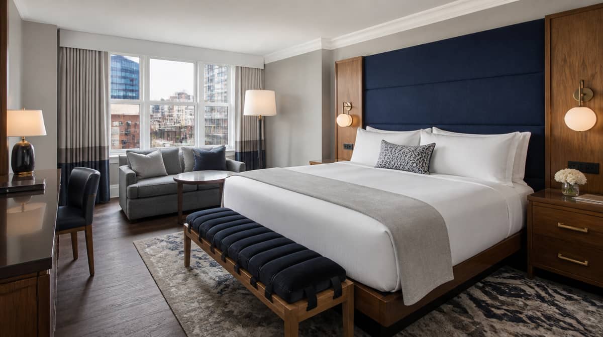 Hotel furniture delivery staged for installation, reflecting the compressed shoulder-season timeline common to Portland, Maine hospitality projects