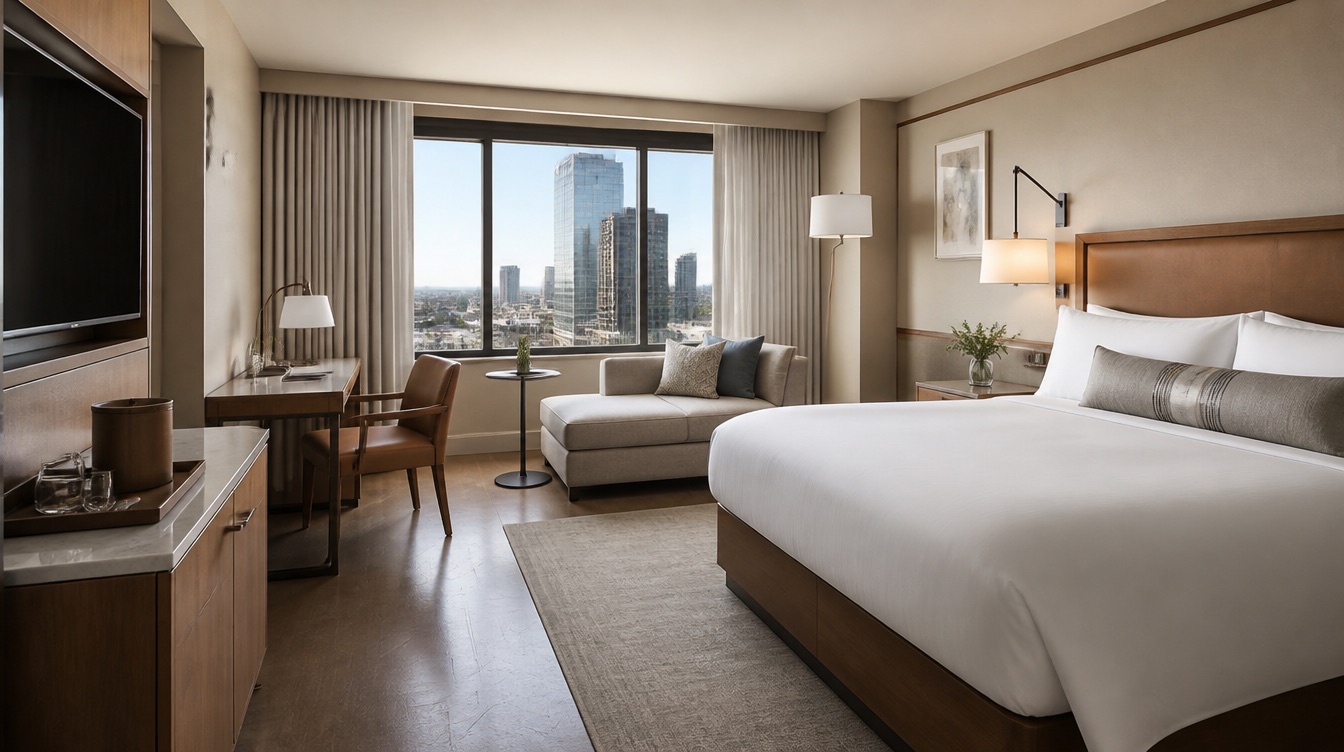 Hotel renovation furniture staged by floor in an occupied Albuquerque property, phased delivery coordinated around active operations