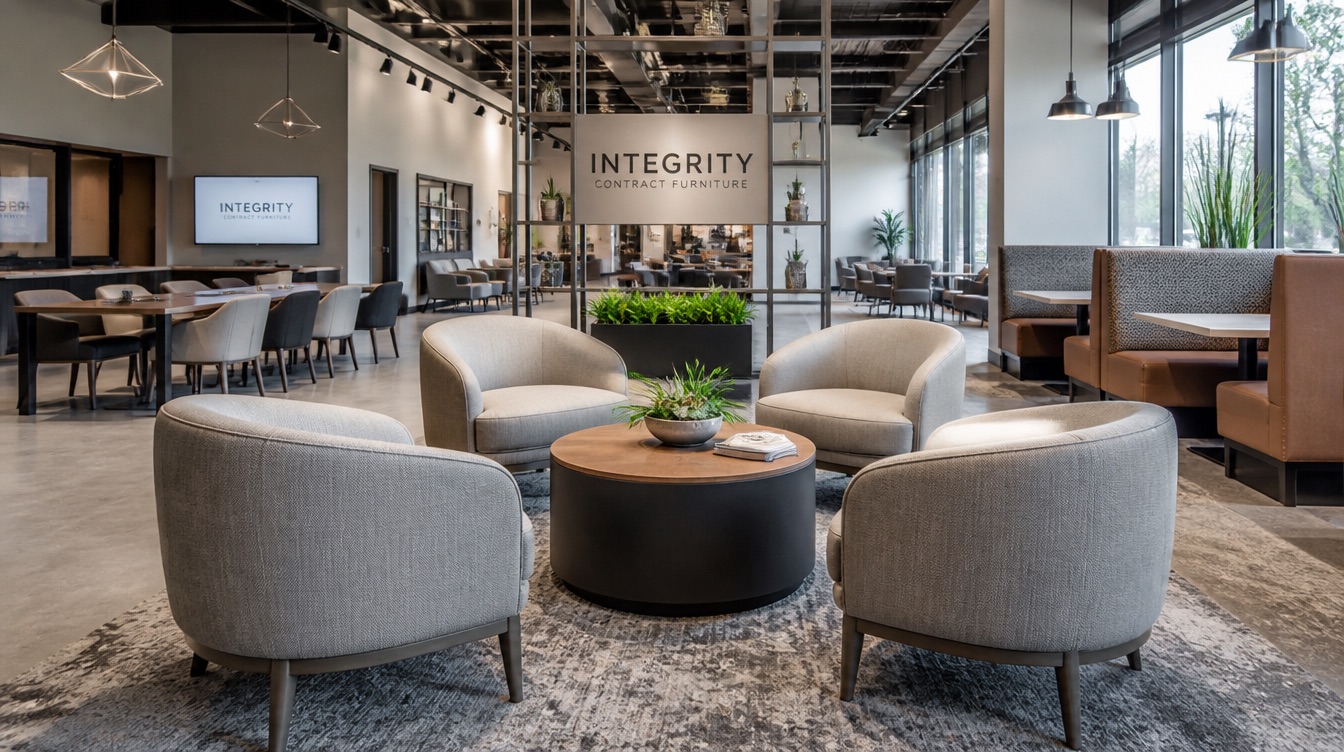 Commercial-grade seating and casegoods for a Cedar Rapids hospitality supplier project