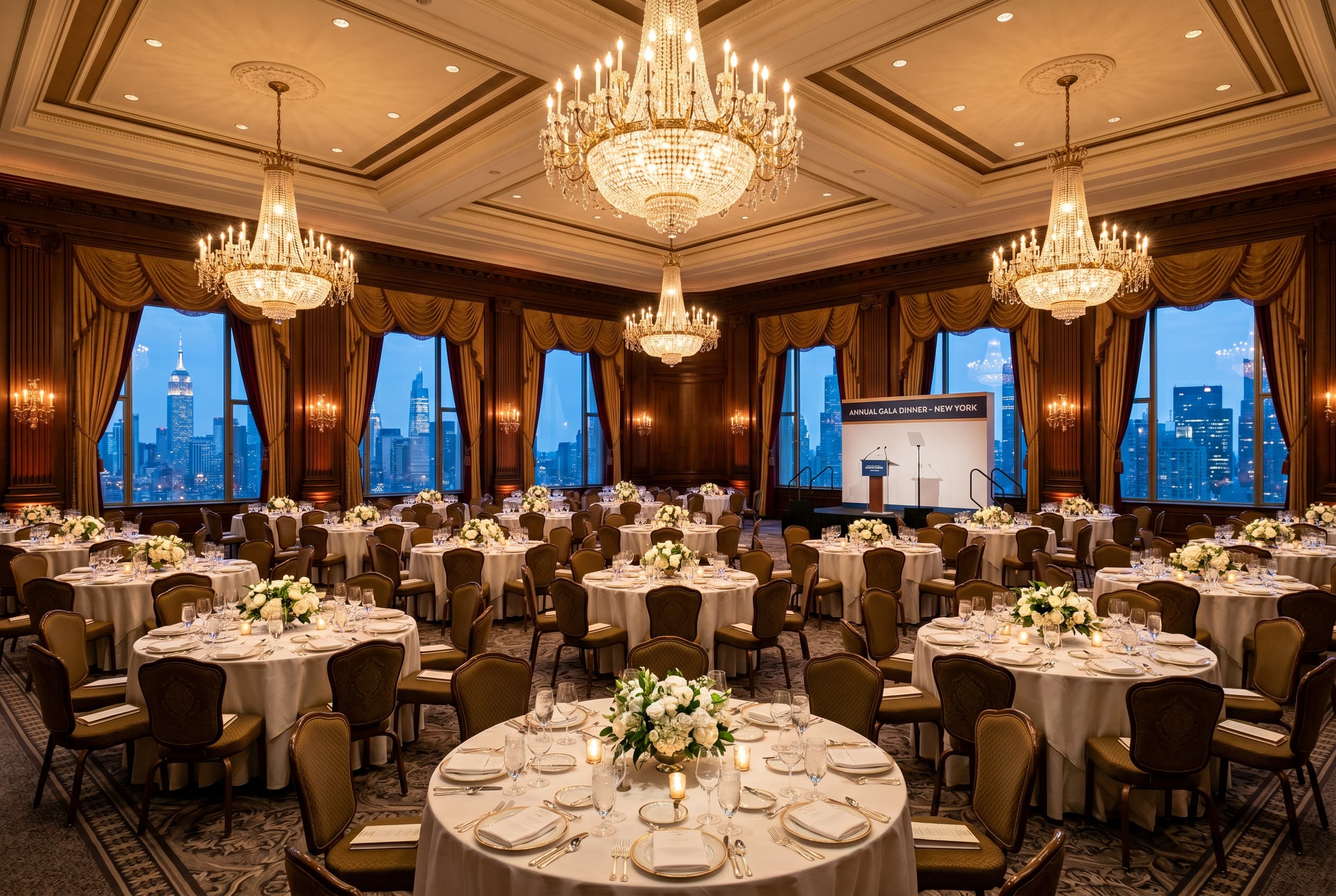 Commercial restaurant tables and dining chairs staged in a Stamford dining room near the downtown corridor