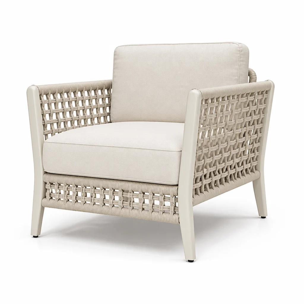 Ivory Bend Outdoor Armchair, view 1