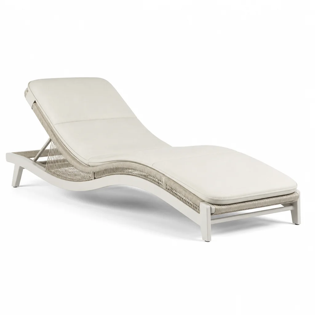 Ivory Wave Outdoor Chaise Lounge, view 1